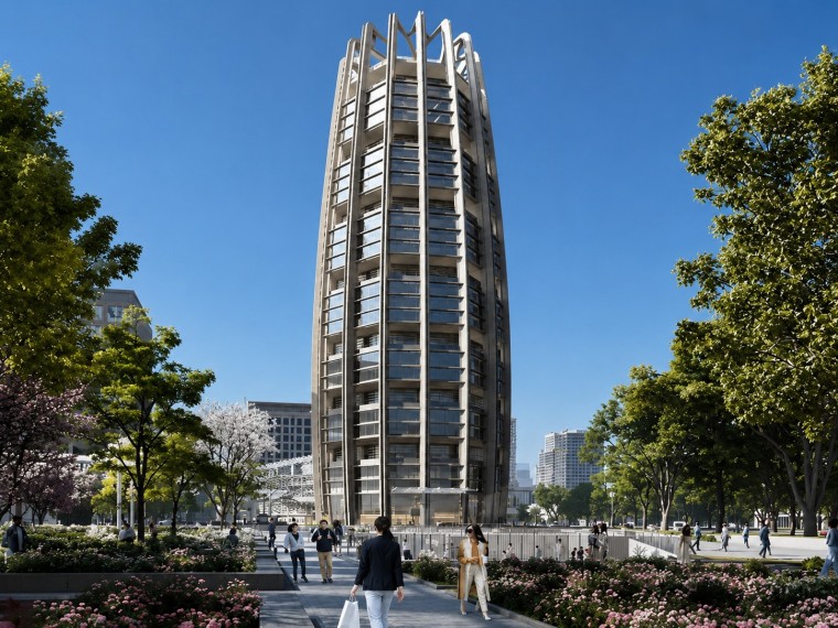 Green building envelope design of Sinochem Headquarters Tower with clay sunscreen fins